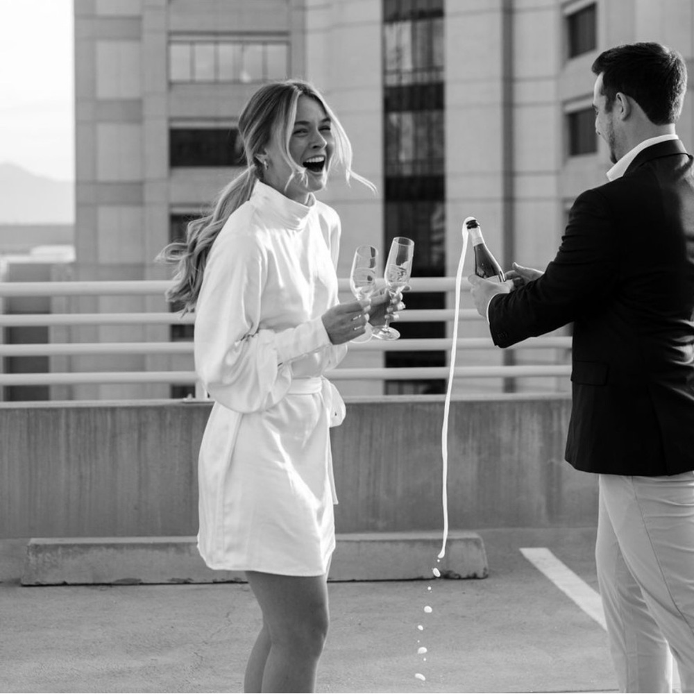 White silk dress